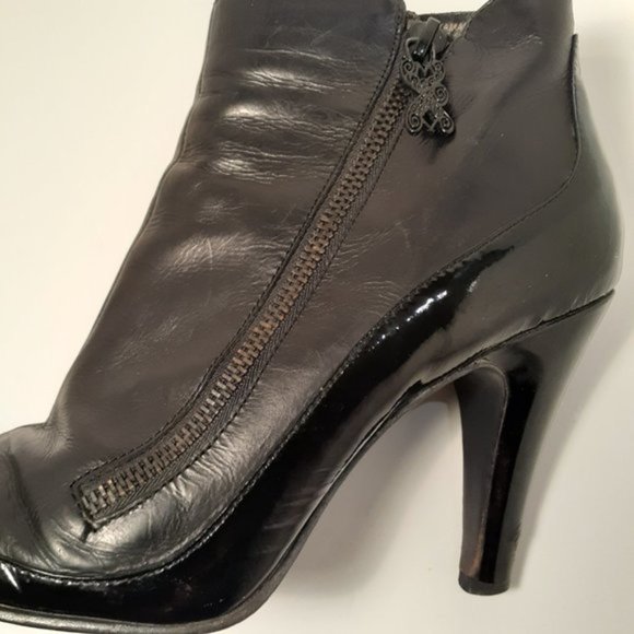Modern Vintage patent soft leather booties boots zipper Sz 7 EU 37 - Picture 4 of 8